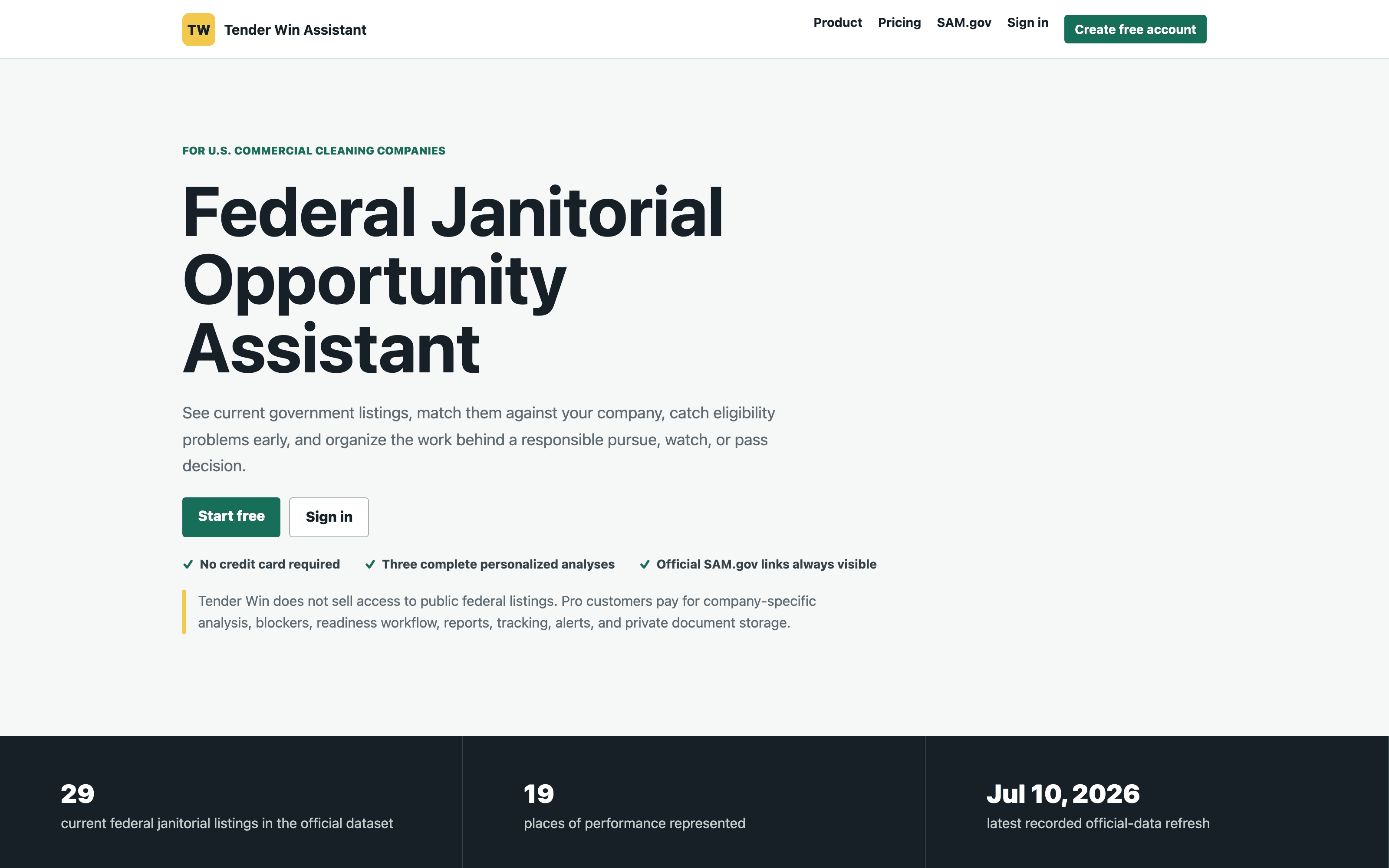 PursuitCue — federal contract fit scoring for small cleaning companies